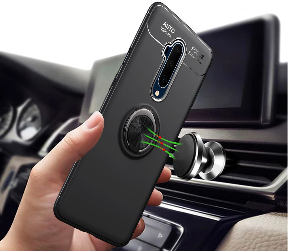OnePlus 7T Pro Hoesje met Ring Kickstand Zwart afbeelding 8