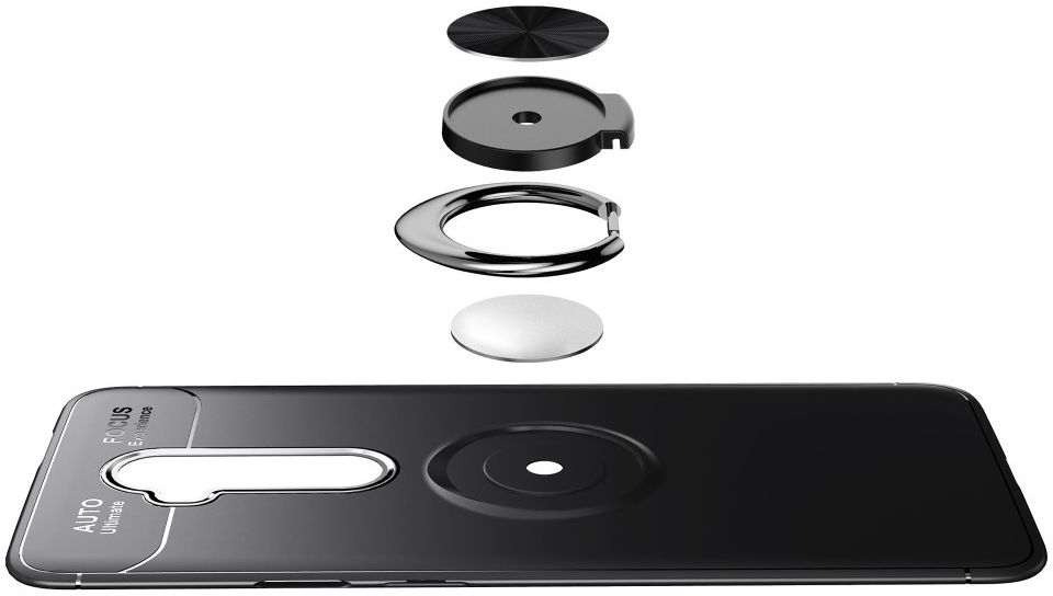 OnePlus 7T Pro Hoesje met Ring Kickstand Zwart afbeelding 9