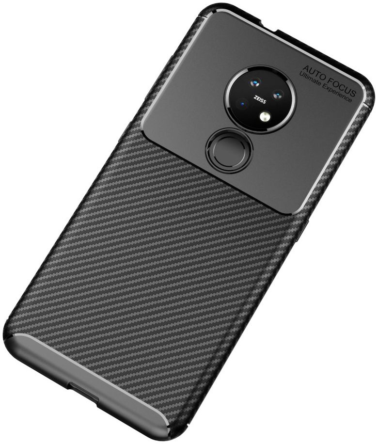 Nokia 6.2 / 7.2 Siliconen Carbon Hoesje Zwart afbeelding 4
