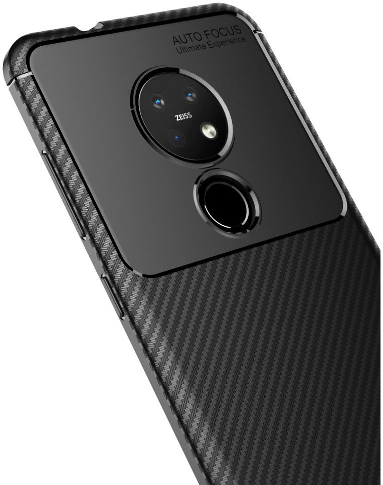 Nokia 6.2 / 7.2 Siliconen Carbon Hoesje Zwart afbeelding 6