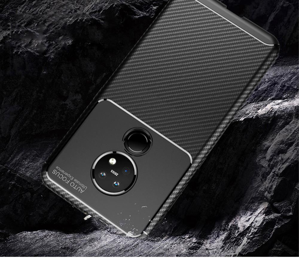 Nokia 6.2 / 7.2 Siliconen Carbon Hoesje Zwart afbeelding 2