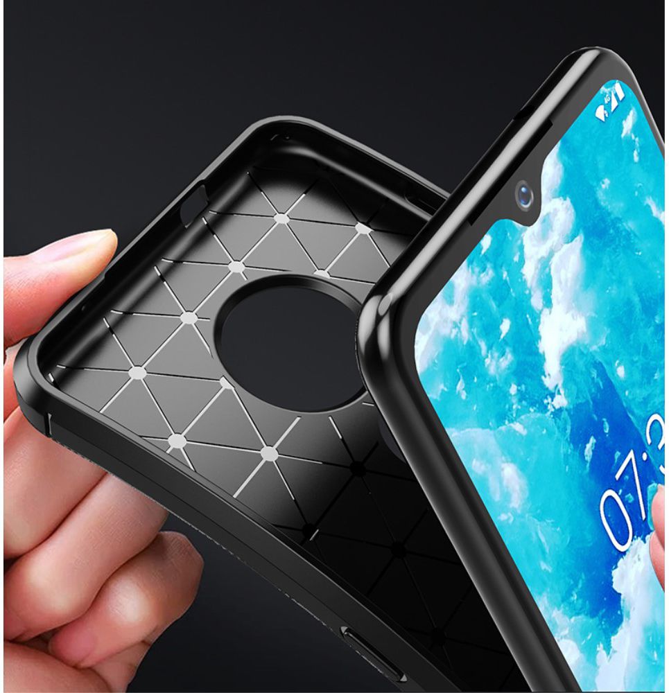 Nokia 6.2 / 7.2 Siliconen Carbon Hoesje Zwart afbeelding 13