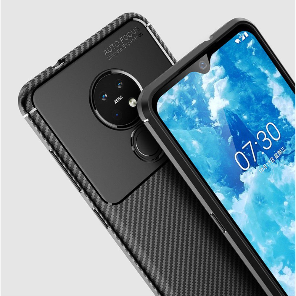 Nokia 6.2 / 7.2 Siliconen Carbon Hoesje Zwart afbeelding 18