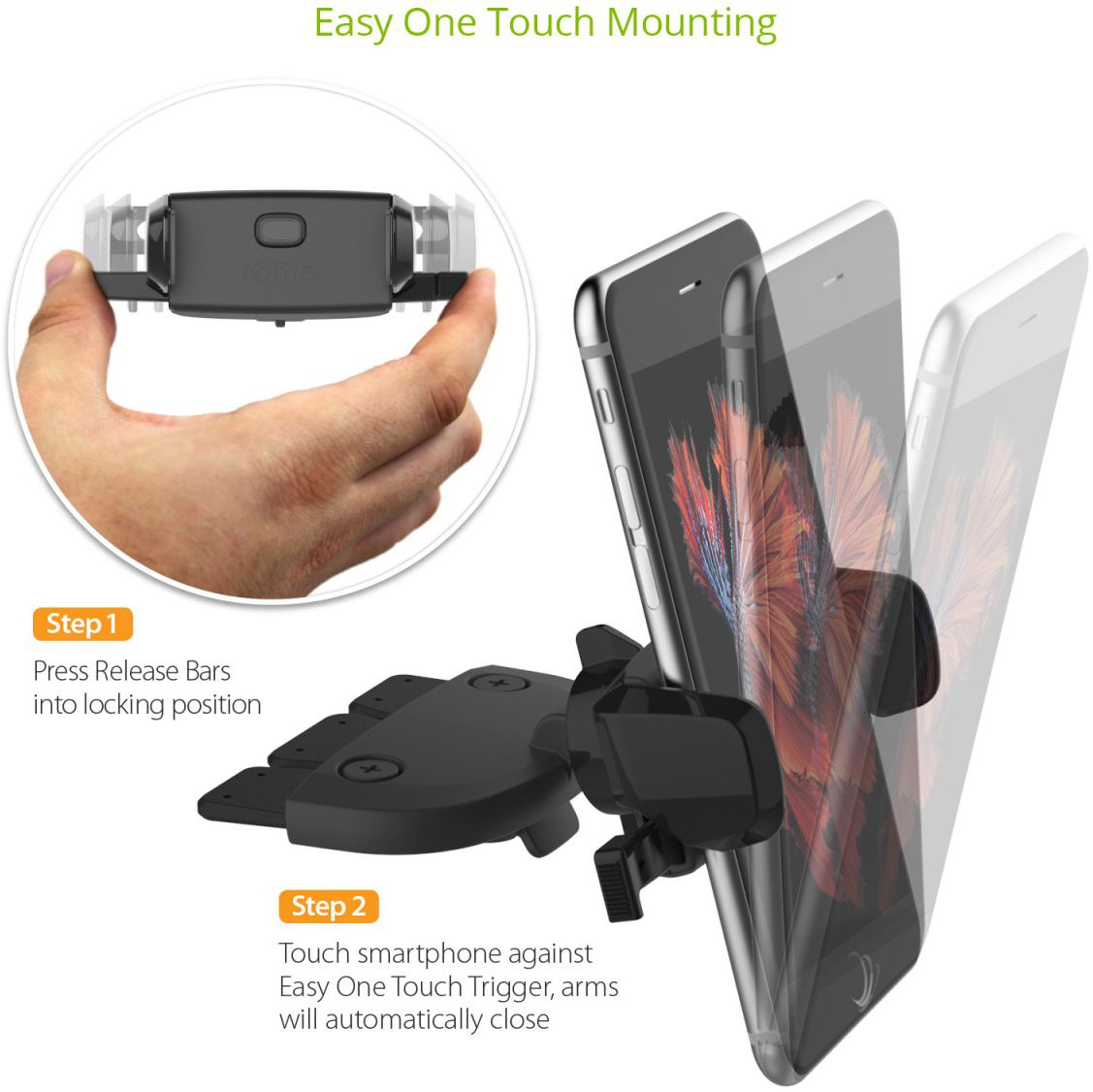 iOttie Easy One Touch Mini Universele Cd-Speler Telefoonhouder Zwart afbeelding 5