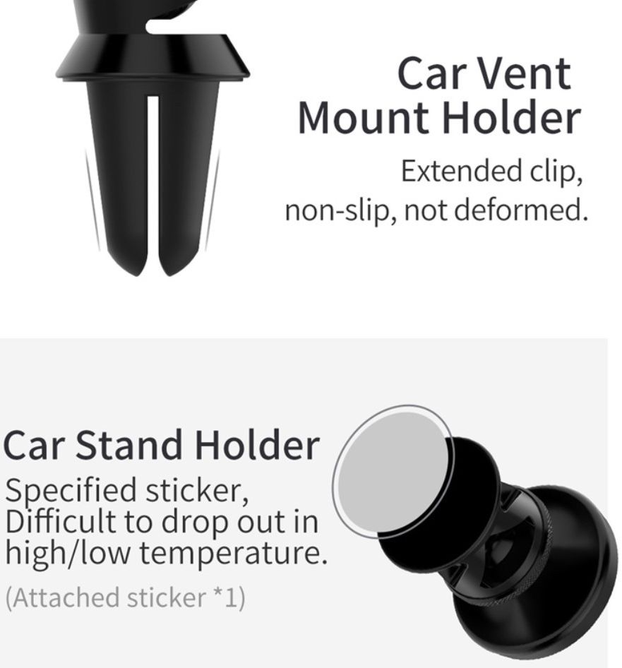 Magnetische Universele Auto Ventilatierooster Telefoonhouder Zwart afbeelding 11