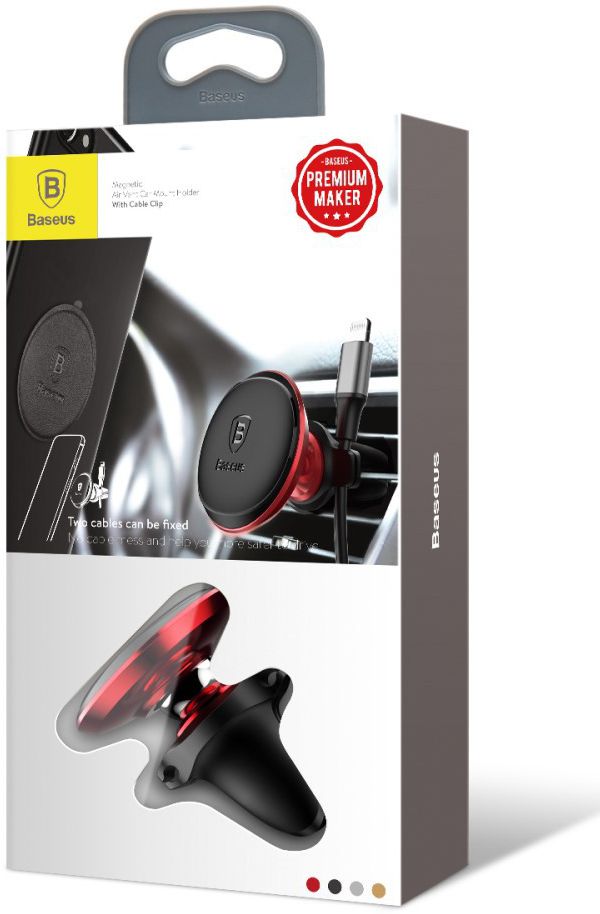 Baseus 360º Verstelbare Ventilatierooster Houder met Kabelclip Rood afbeelding 8