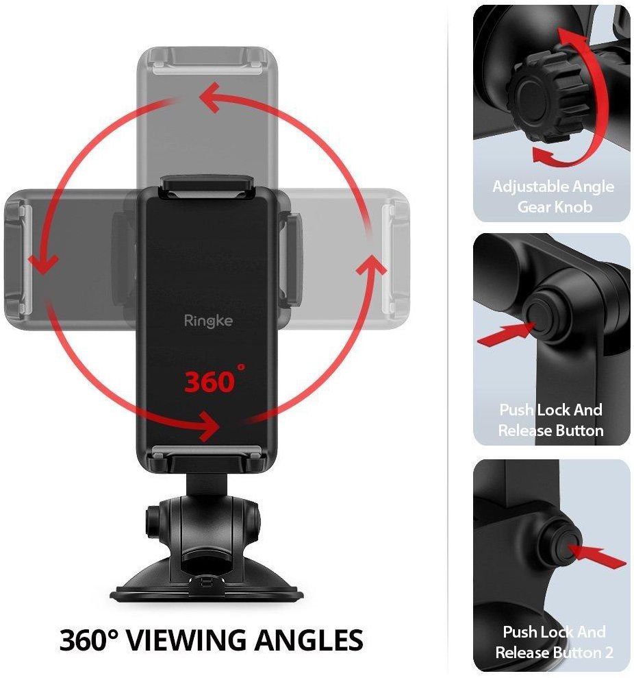 Ringke Monster Car Mount Dashboard Telefoonhouder Met Zuignap Zwart afbeelding 6