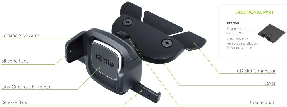 iOttie Easy One Touch 4 CD-Speler Universele Telefoonhouder Zwart afbeelding 8
