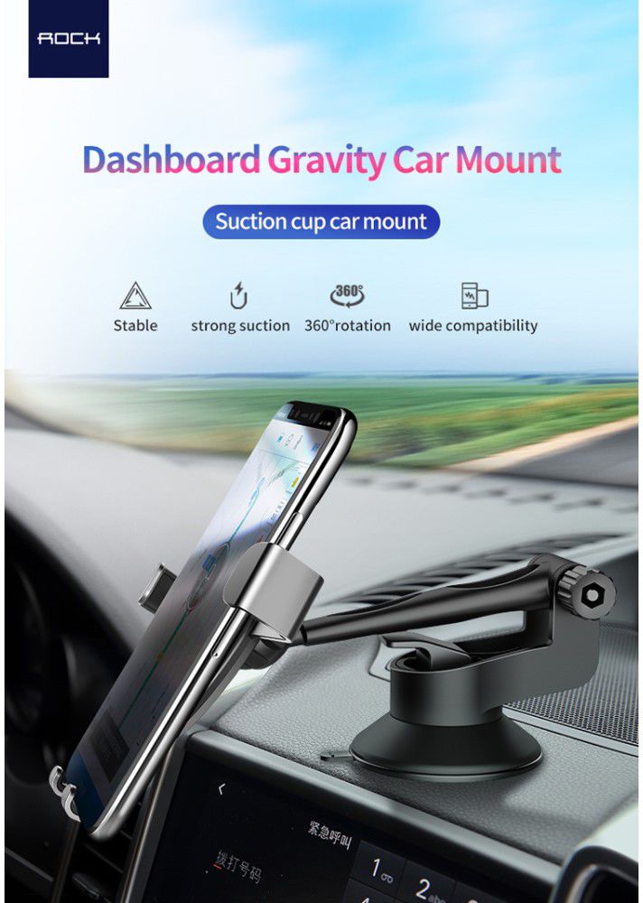 ROCK Universele Dashboard Telefoonhouder Voor Auto Met Zuignap Grijs afbeelding 2