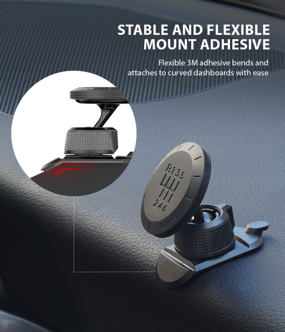 Ringke Gear Car Mount Dashboard Telefoonhouder Met Zuignap Zwart afbeelding 9