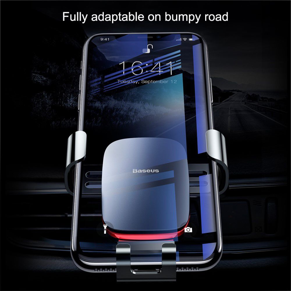 Baseus Metal Age Gravity Ventilatierooster Telefoonhouder Zwart afbeelding 5