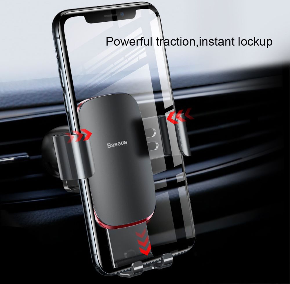 Baseus Metal Age Gravity Ventilatierooster Telefoonhouder Zwart afbeelding 9