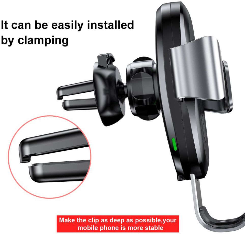 Baseus Gravity Ventilatie Telefoonhouder met Draadloos Opladen Zilver afbeelding 9