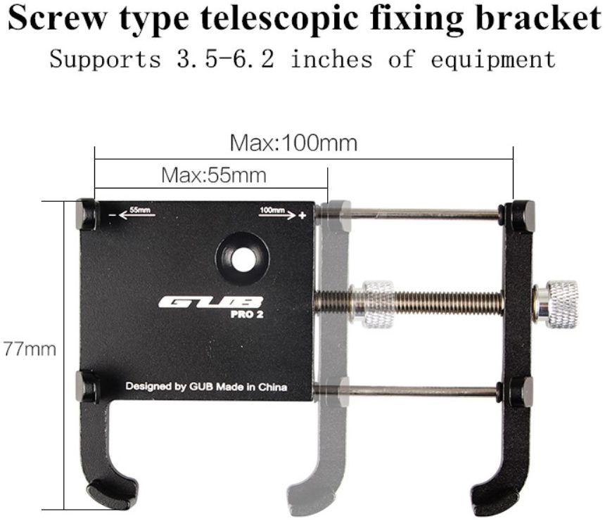 GUB Pro 2 Universele Verstelbare Telefoonhouder voor Fietsen Zilver afbeelding 5