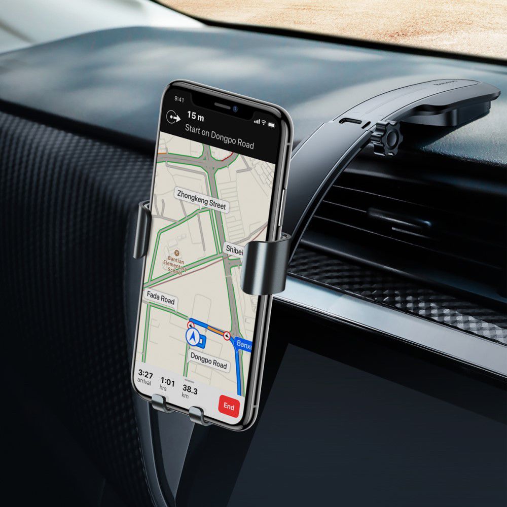 Baseus Metal Age Gravity Smartphonehouder Dashboard Auto Grijs afbeelding 15