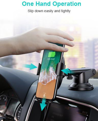 Baseus Gravity Telefoonhouder met Zuignap Draadloos Opladen Zwart afbeelding 3