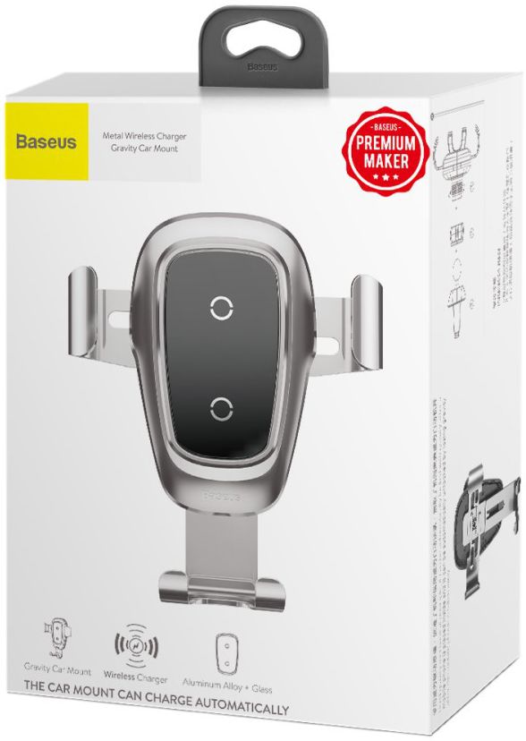 Baseus Metal Gravity Ventilatie Telefoonhouder Draadloos Laden Zilver afbeelding 10