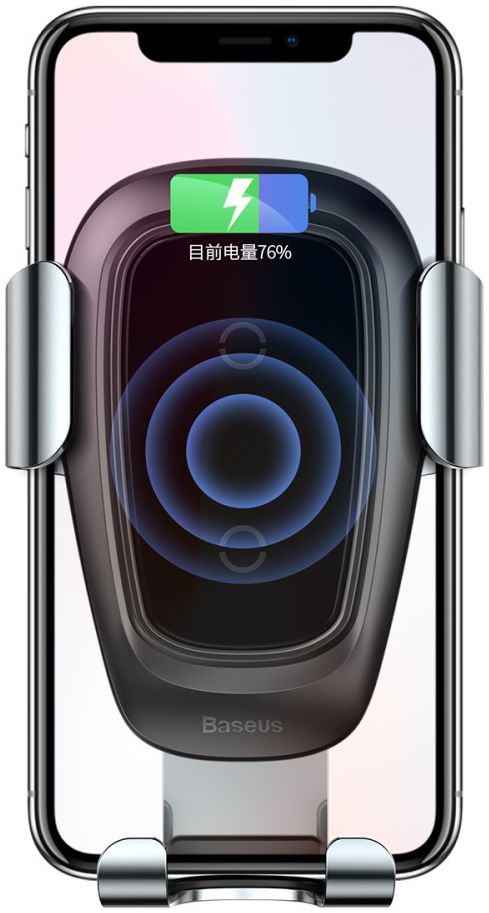 Baseus Metal Gravity Ventilatie Telefoonhouder Draadloos Laden Zilver afbeelding 3