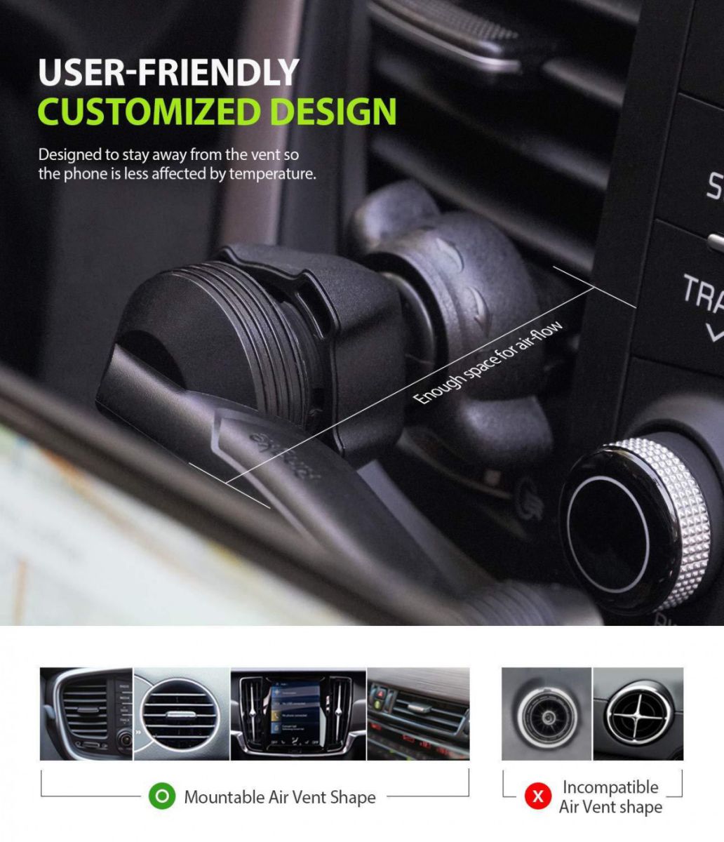 Ringke Power Clip Wing Ventilatie Telefoonhouder Car Mount Zwart afbeelding 4