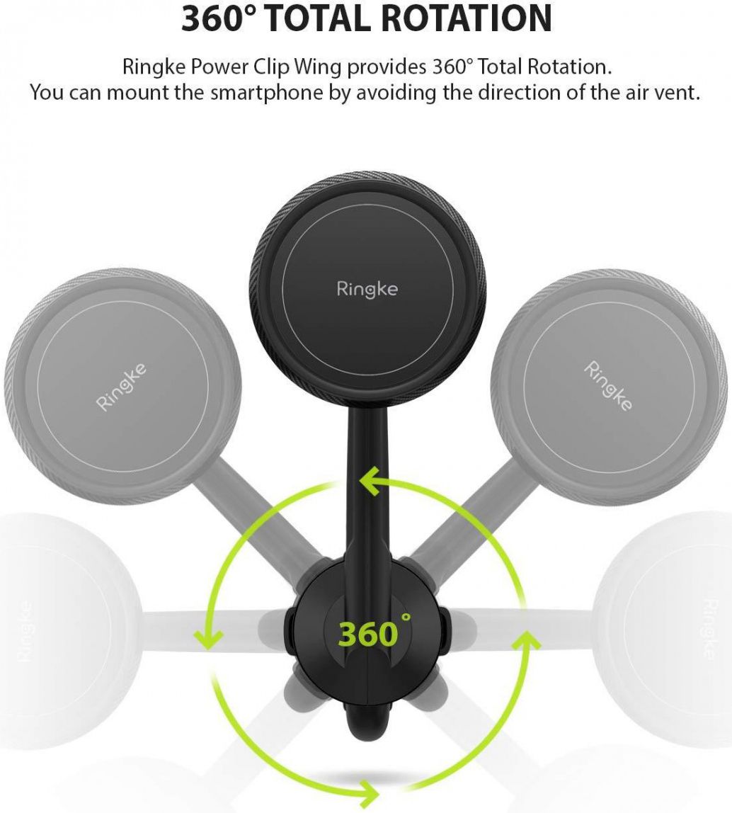 Ringke Power Clip Wing Ventilatie Telefoonhouder Car Mount Zwart afbeelding 6