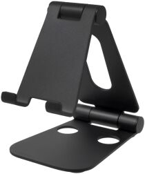 Universele Verstelbare Aluminium Houder Smartphone en Tablet Zwart