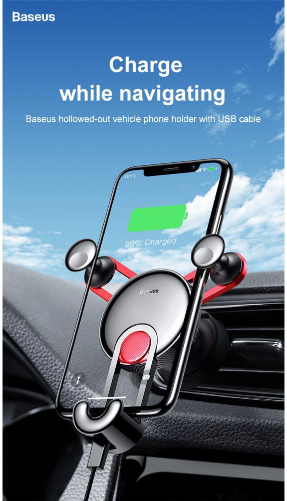 Baseus USB-C 360º Ventilatierooster Autohouder Zilver afbeelding 13