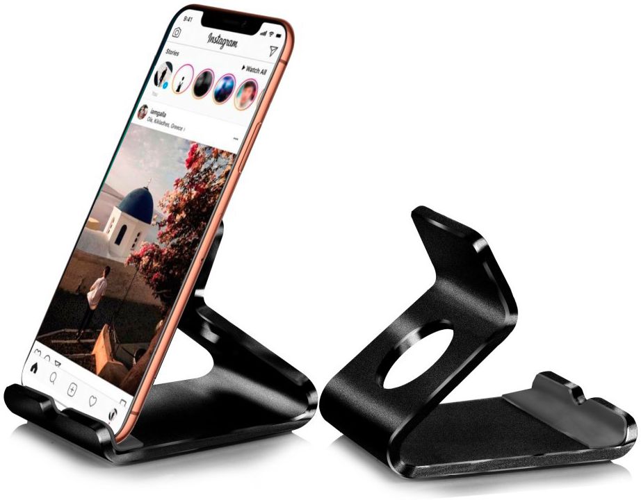 Universele Bureau Telefoon en Tablet Houder Zwart afbeelding 2