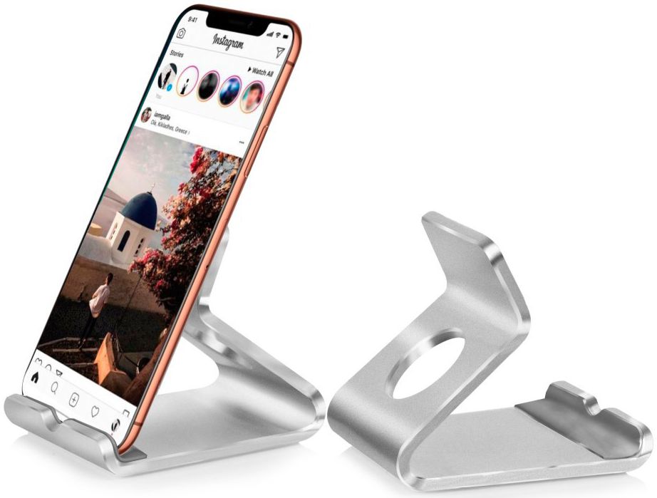 Universele Bureau Telefoon en Tablet Houder Zilver afbeelding 2