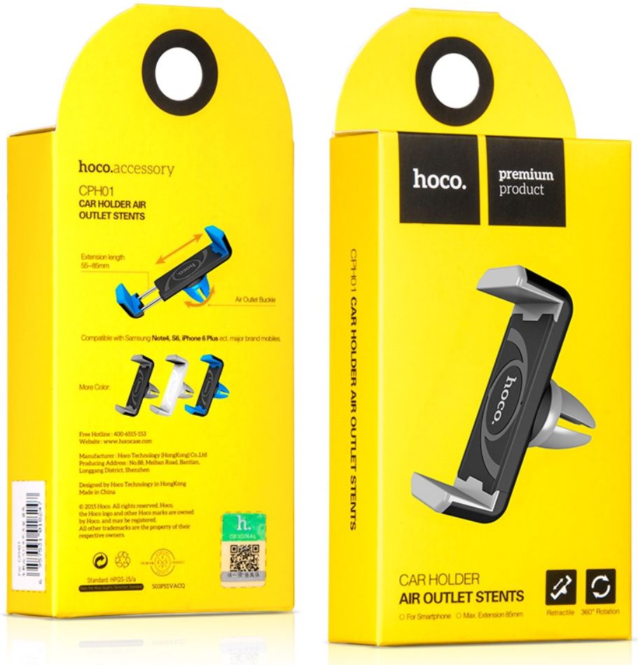 Hoco Ventilatieroosterhouder Smartphone Zwart afbeelding 19