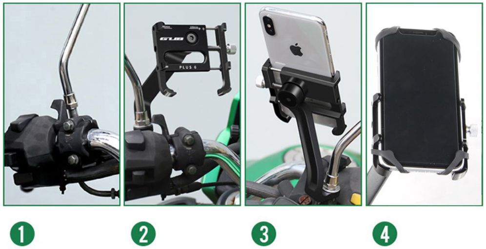 GUB P20 Verstelbare Aluminium Telefoonhouder Motor of Scooter Zwart afbeelding 14