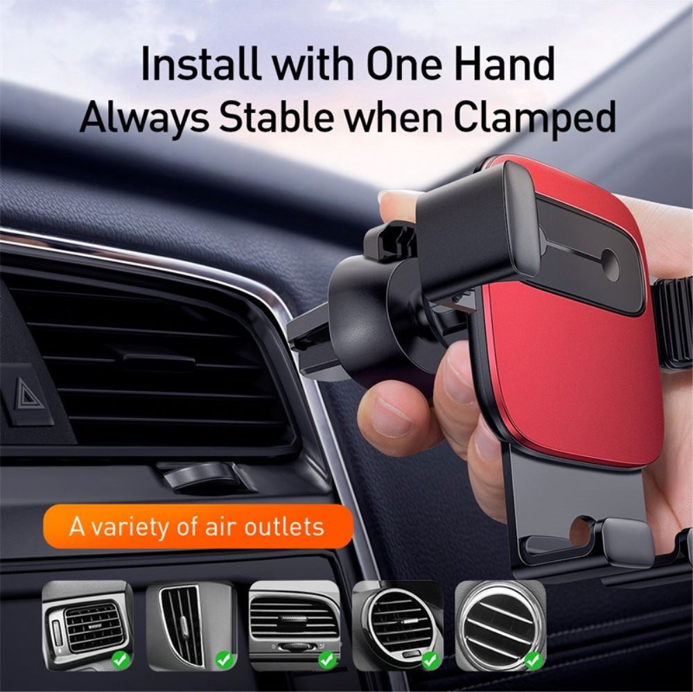Baseus Cube Gravity Universele Ventilatierooster Auto Houder Rood afbeelding 9