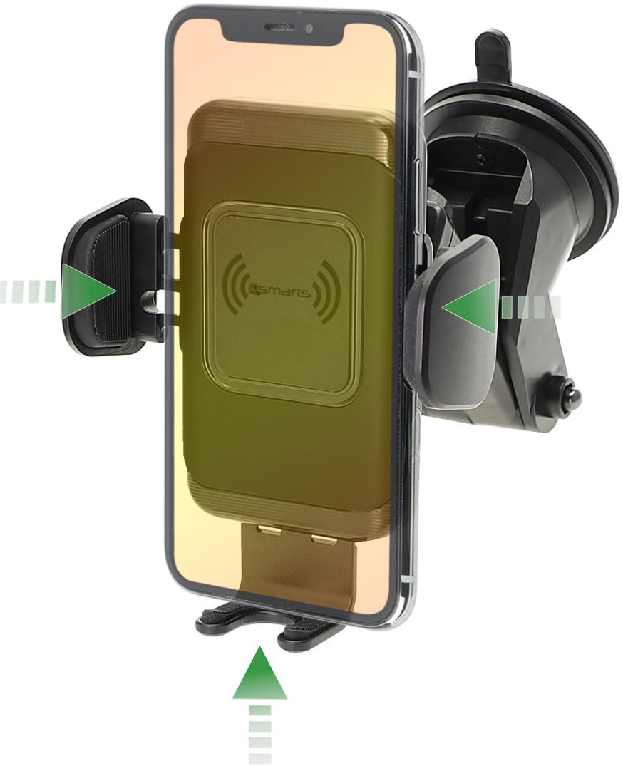 4Smarts VoltBeam Touch Authouder Telefoon met Draadloos Opladen Zwart afbeelding 1