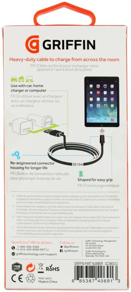 Griffin iPhone Kabel 3 Meter Zwart afbeelding 5