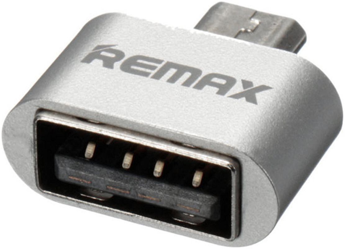Remax OTG Universele Micro-USB naar USB-A Adapter Zilver afbeelding 1