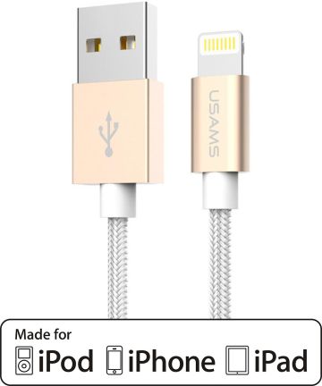 USAMS Apple iPad / iPhone Lightning kabel 1,2 meter nylon Wit Kabels