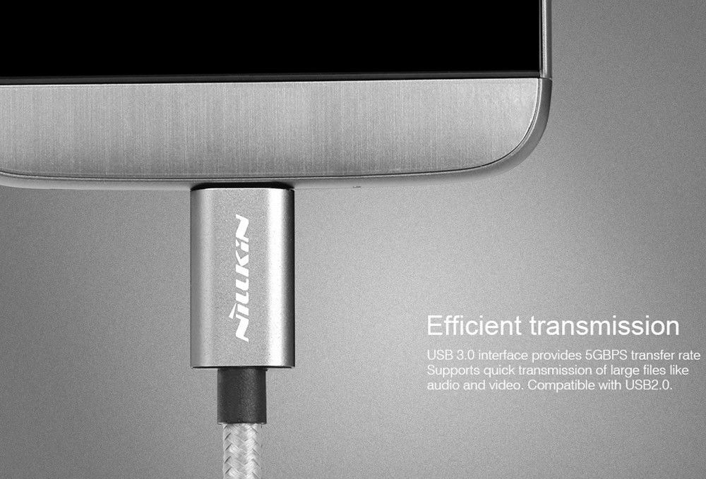Nillkin Elite USB-C kabel 1 meter sterk nylon Grijs afbeelding 7