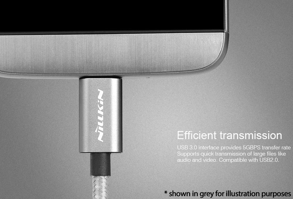 Nillkin Elite USB-C kabel 1 meter sterk nylon zilver afbeelding 10