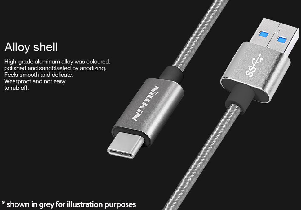 Nillkin Elite USB-C kabel 1 meter sterk nylon zilver afbeelding 11