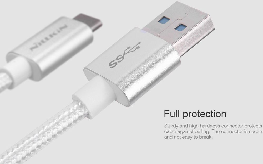 Nillkin Elite USB-C kabel 1 meter sterk nylon zilver afbeelding 5