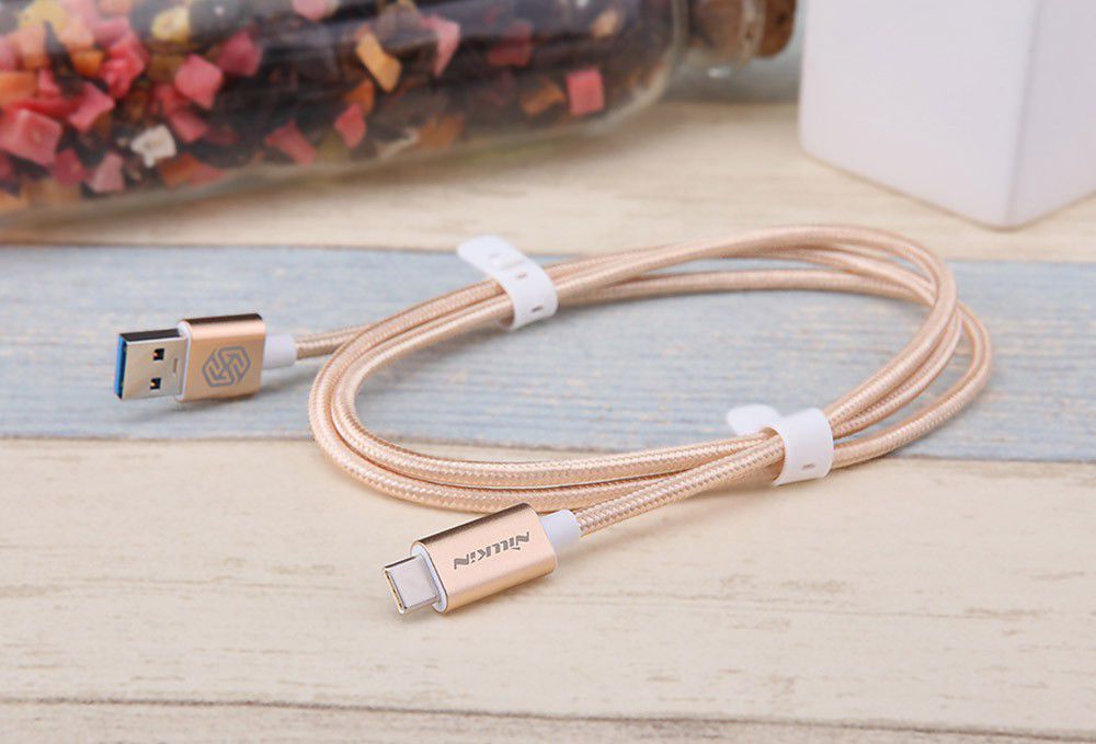Nillkin Elite USB-C kabel 1 meter sterk nylon goud afbeelding 6