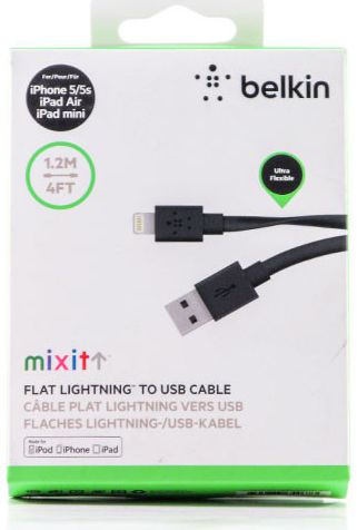 Belkin Platte Apple Lightning Kabel 1.2 meter Zwart afbeelding 2