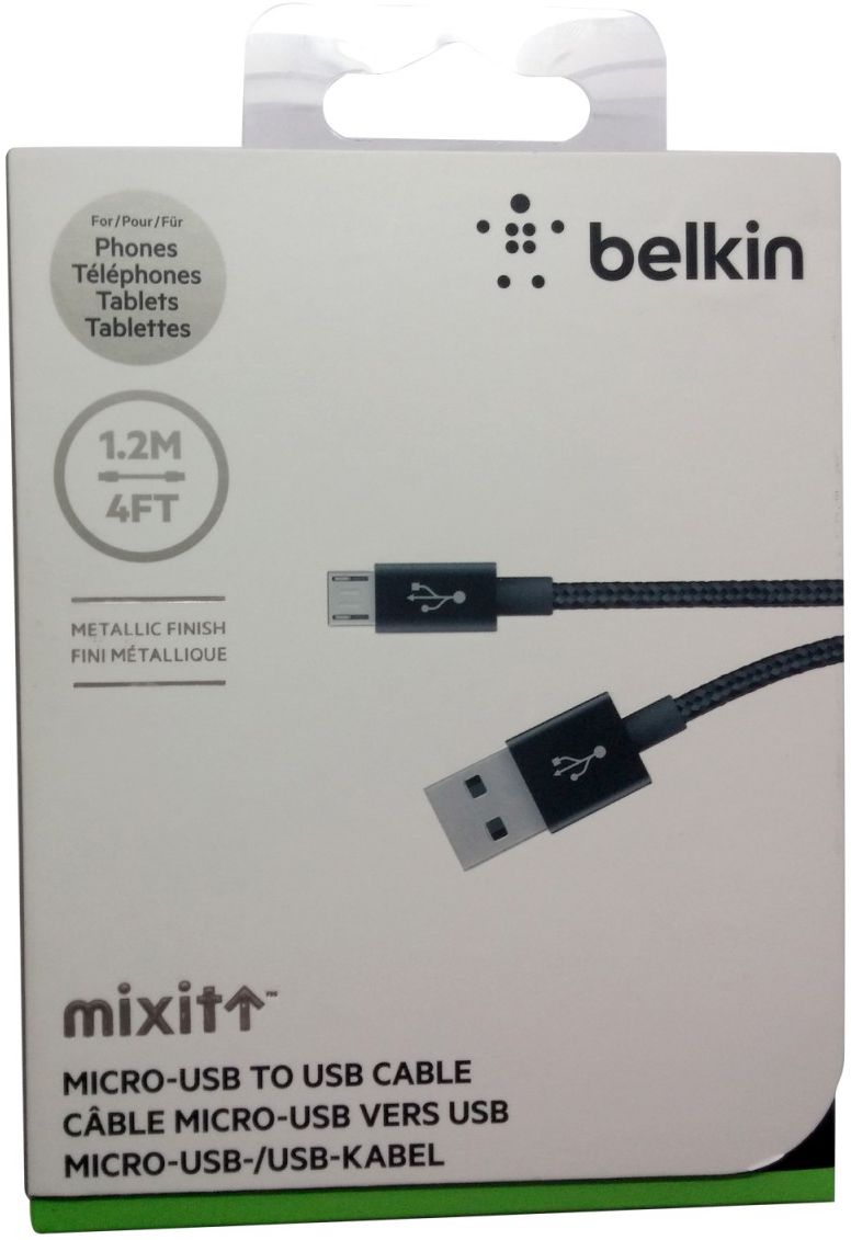 Belkin Mixit Micro-USB Kabel 1.2 Meter Gevlochten Nylon Zwart afbeelding 2