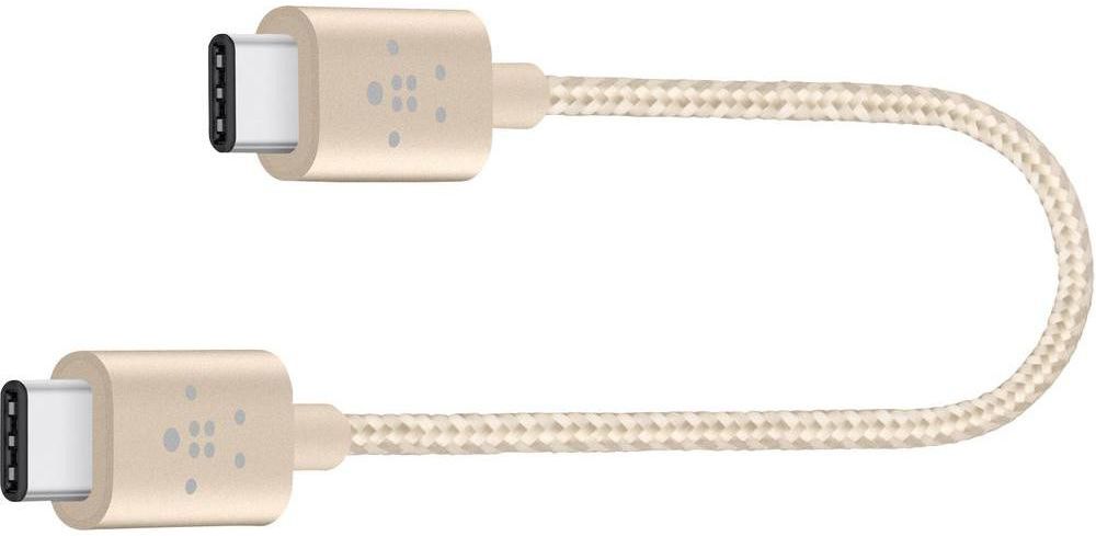 Belkin Mixit USB-C to USB-C 15 CM Kabel Gevlochten Nylon Goud afbeelding 1