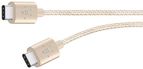 Belkin Mixit USB-C to USB-C 15 CM Kabel Gevlochten Nylon Goud afbeelding 2