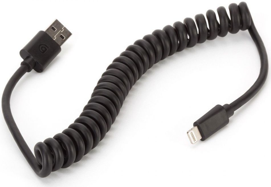 Griffin Charge/Sync Lightning 1.2 Meter Krulsnoer Kabel Zwart afbeelding 1