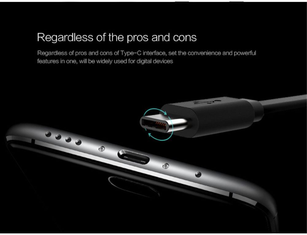 Nillkin USB-C 1.2 Meter 2A Platte Kabel Zwart afbeelding 2