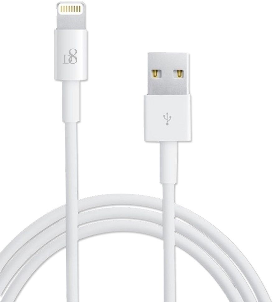 D8 Fast Charging 2.4A iPhone Kabel 1 Meter Wit afbeelding 5