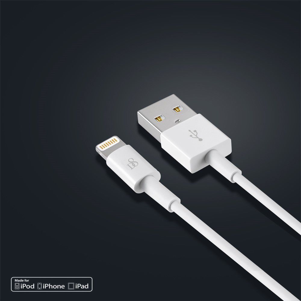 D8 Fast Charging 2.4A iPhone Kabel 1 Meter Wit afbeelding 4