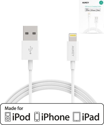 Aukey Lightning iPhone/iPad oplaad Kabel 1M Wit Kabels