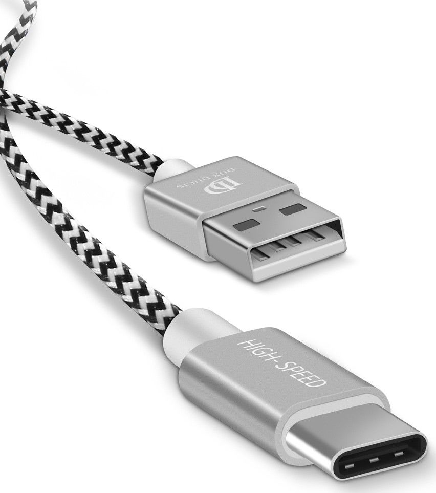 Dux Ducis USB C kabels Set Gevlochten 1 en 0,2 meter Zilver afbeelding 3